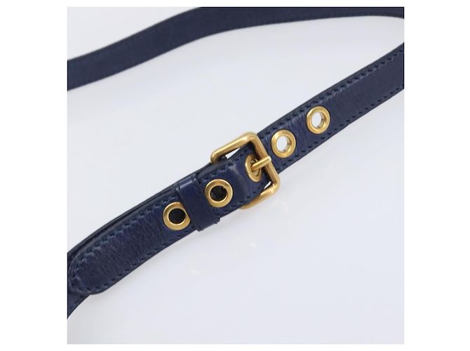 Borsa a mano Miu Miu Vitellolux 2way Navy Gold Auth 206095M D'oro Blu navy - vista 9