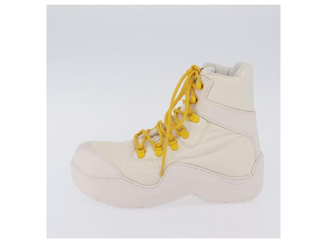 BOTTEGA VENETA Paddle Bomber Boule Shoes Nylon 36 Ivory Auth 203702M Cream - view 27