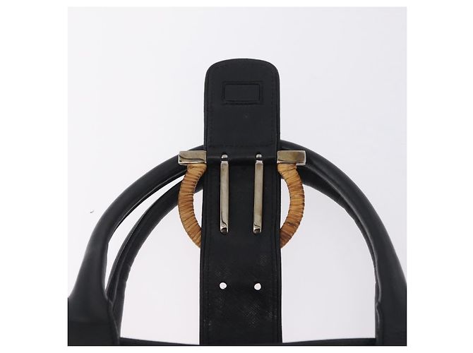 Borsa a mano Salvatore Ferragamo Gancini in pelle nera e argento Auth BA16166 Nero - vista 10