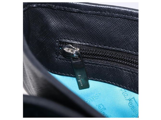 Borsa a mano Salvatore Ferragamo Gancini in pelle nera e argento Auth BA16166 Nero - vista 25