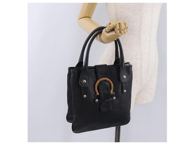 Borsa a mano Salvatore Ferragamo Gancini in pelle nera e argento Auth BA16166 Nero - vista 27
