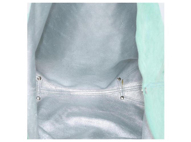 Borsa Tote Tiffany & Co. Camoscio Blu Turchese Argento Auth 206280A - vista 11