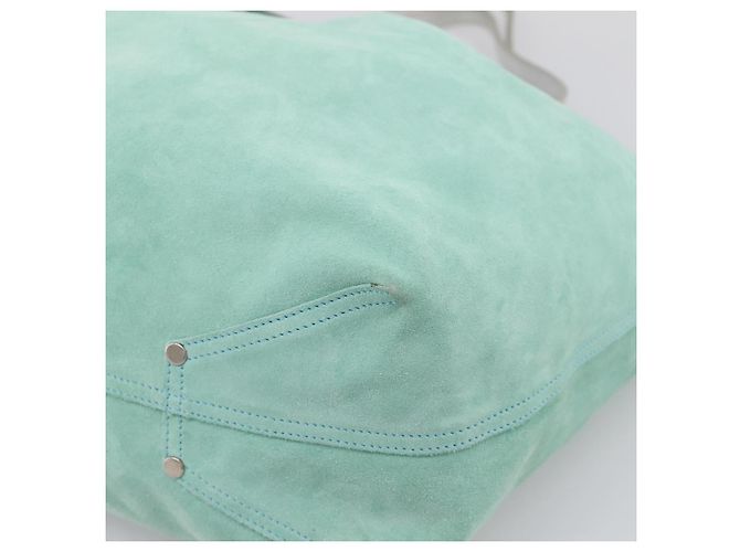 Borsa Tote Tiffany & Co. Camoscio Blu Turchese Argento Auth 206280A - vista 14