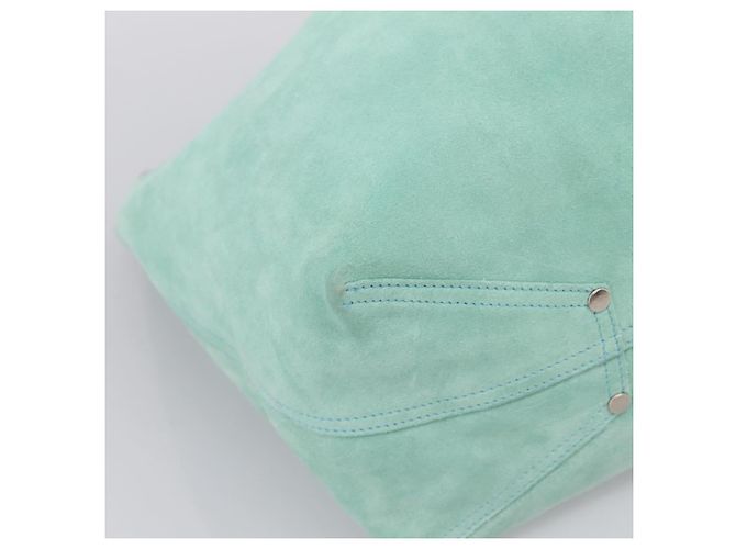 Borsa Tote Tiffany & Co. Camoscio Blu Turchese Argento Auth 206280A - vista 15
