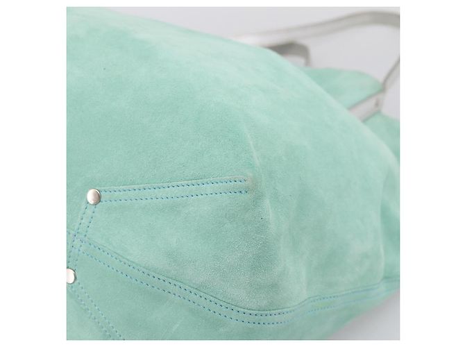 Borsa Tote Tiffany & Co. Camoscio Blu Turchese Argento Auth 206280A - vista 16