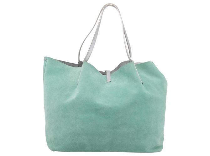 Borsa Tote Tiffany & Co. Camoscio Blu Turchese Argento Auth 206280A - vista 2