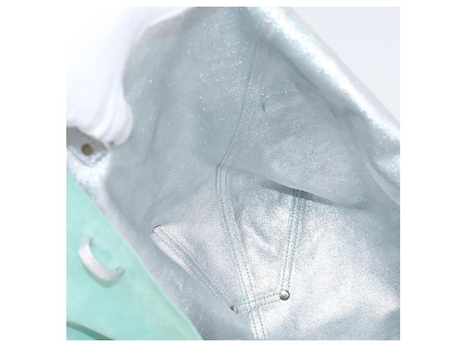 Borsa Tote Tiffany & Co. Camoscio Blu Turchese Argento Auth 206280A - vista 20