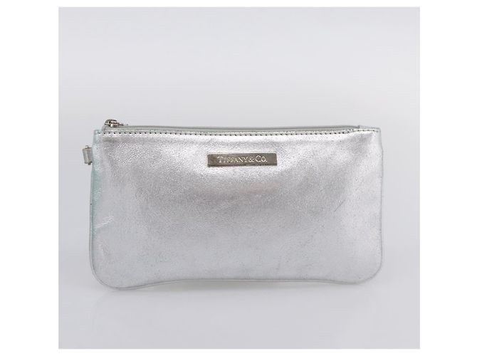 Borsa Tote Tiffany & Co. Camoscio Blu Turchese Argento Auth 206280A - vista 21