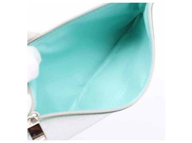 Borsa Tote Tiffany & Co. Camoscio Blu Turchese Argento Auth 206280A - vista 23