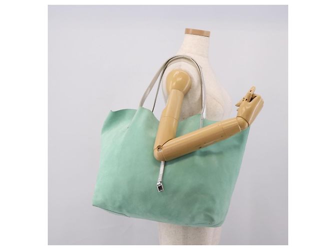 Borsa Tote Tiffany & Co. Camoscio Blu Turchese Argento Auth 206280A - vista 25