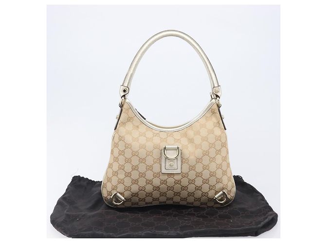 Borsa a tracolla GUCCI GG Canvas Beige Oro 130738 Auth 206053V D'oro - vista 12