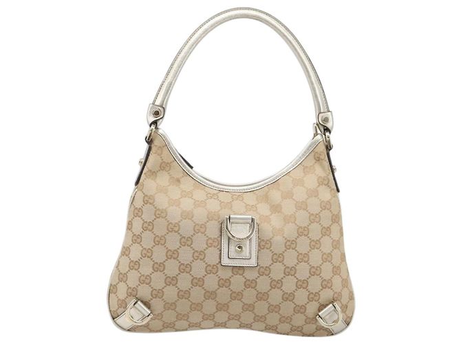 Borsa a tracolla GUCCI GG Canvas Beige Oro 130738 Auth 206053V D'oro - vista 13