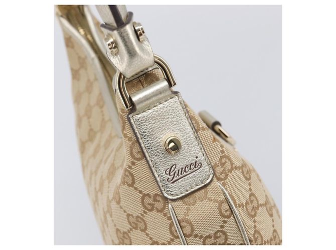 Borsa a tracolla GUCCI GG Canvas Beige Oro 130738 Auth 206053V D'oro - vista 18