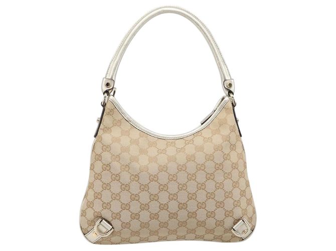 Borsa a tracolla GUCCI GG Canvas Beige Oro 130738 Auth 206053V D'oro - vista 2