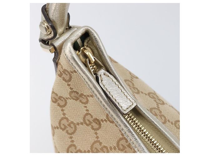 Borsa a tracolla GUCCI GG Canvas Beige Oro 130738 Auth 206053V D'oro - vista 20