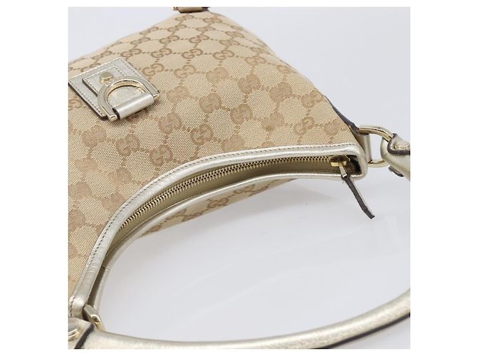 Borsa a tracolla GUCCI GG Canvas Beige Oro 130738 Auth 206053V D'oro - vista 6