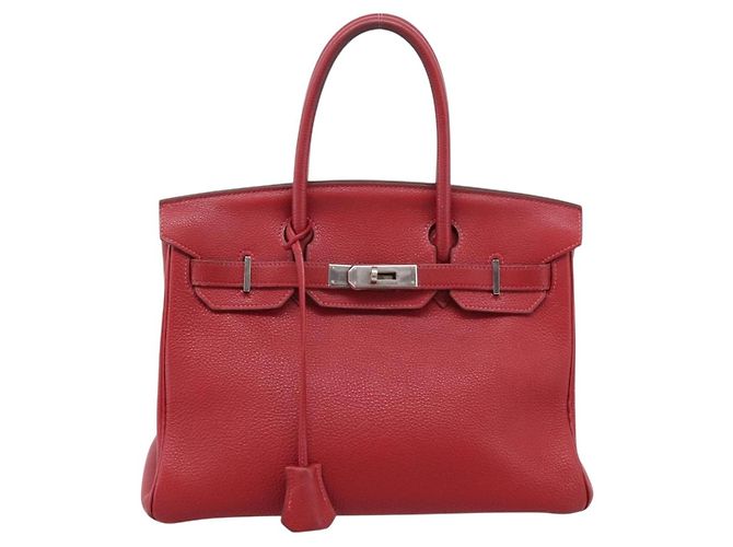 Hermès Borsa a mano HERMES Star Mark Birkin 30 in pelle Taurillon Rossa Argento Auth LN222SM Rosso - vista 13