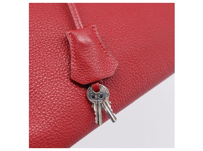 Hermès Borsa a mano HERMES Star Mark Birkin 30 in pelle Taurillon Rossa Argento Auth LN222SM Rosso - vista 22