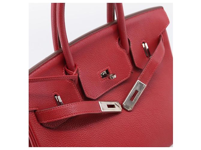 Hermès Borsa a mano HERMES Star Mark Birkin 30 in pelle Taurillon Rossa Argento Auth LN222SM Rosso - vista 24