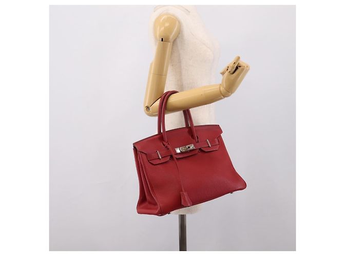 Hermès Borsa a mano HERMES Star Mark Birkin 30 in pelle Taurillon Rossa Argento Auth LN222SM Rosso - vista 37
