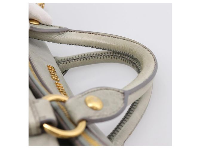 Borsa a mano Miu Miu Vitter Lux in pelle 2way Grigio Oro Auth ka6308 Marrone D'oro - vista 14