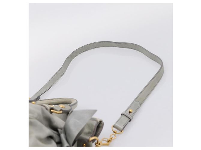 Borsa a mano Miu Miu Vitter Lux in pelle 2way Grigio Oro Auth ka6308 Marrone D'oro - vista 15
