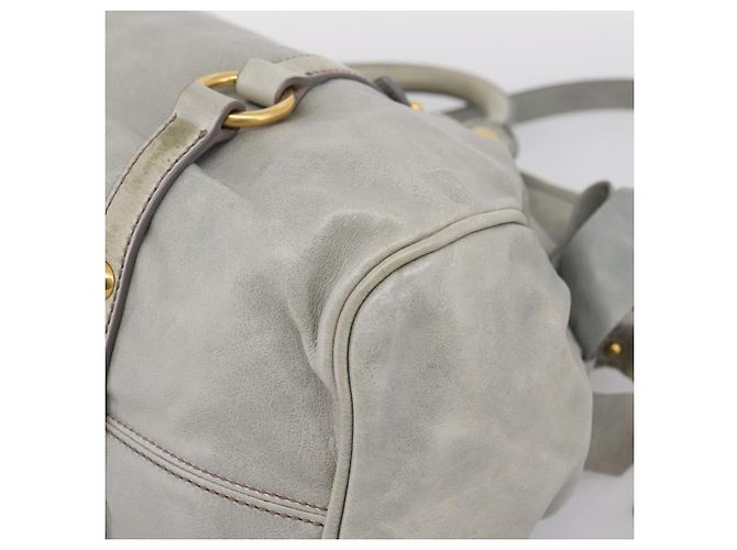 Borsa a mano Miu Miu Vitter Lux in pelle 2way Grigio Oro Auth ka6308 Marrone D'oro - vista 16
