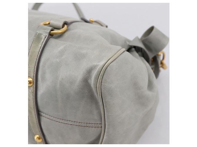 Borsa a mano Miu Miu Vitter Lux in pelle 2way Grigio Oro Auth ka6308 Marrone D'oro - vista 18