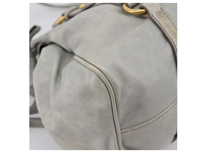 Borsa a mano Miu Miu Vitter Lux in pelle 2way Grigio Oro Auth ka6308 Marrone D'oro - vista 19