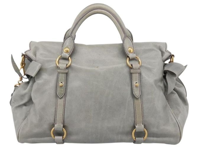 Borsa a mano Miu Miu Vitter Lux in pelle 2way Grigio Oro Auth ka6308 Marrone D'oro - vista 2
