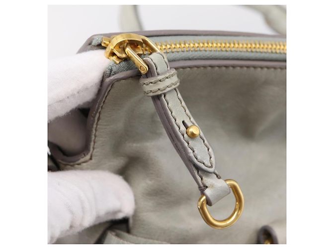 Borsa a mano Miu Miu Vitter Lux in pelle 2way Grigio Oro Auth ka6308 Marrone D'oro - vista 20