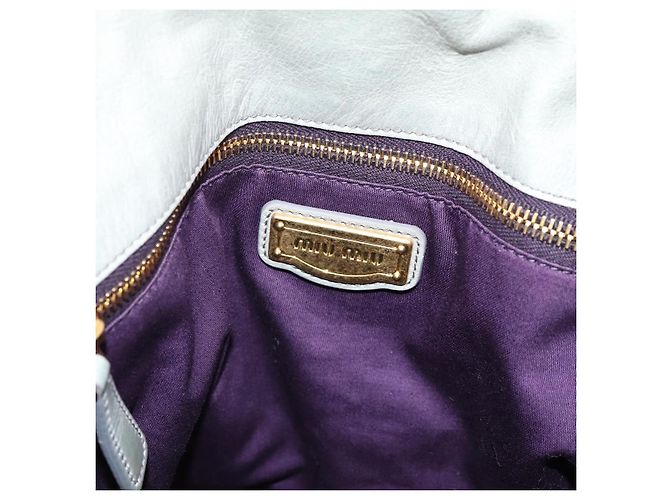 Borsa a mano Miu Miu Vitter Lux in pelle 2way Grigio Oro Auth ka6308 Marrone D'oro - vista 21