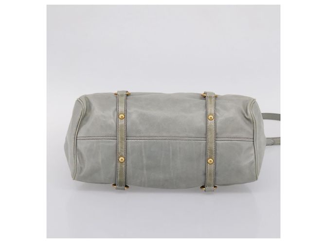 Borsa a mano Miu Miu Vitter Lux in pelle 2way Grigio Oro Auth ka6308 Marrone D'oro - vista 5