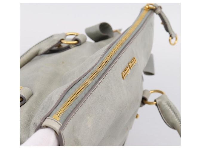 Borsa a mano Miu Miu Vitter Lux in pelle 2way Grigio Oro Auth ka6308 Marrone D'oro - vista 6