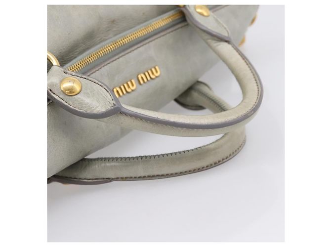 Borsa a mano Miu Miu Vitter Lux in pelle 2way Grigio Oro Auth ka6308 Marrone D'oro - vista 7