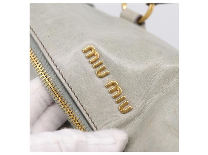 Borsa a mano Miu Miu Vitter Lux in pelle 2way Grigio Oro Auth ka6308 Marrone D'oro - vista 8