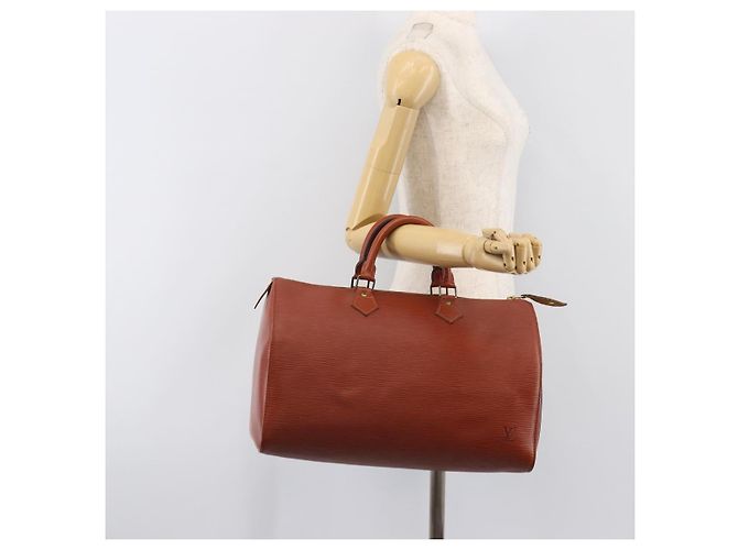 Bolsa de mão LOUIS VUITTON Epi Speedy 35 Brown M42993 LV Auth ep15819A Marrom - vista 23