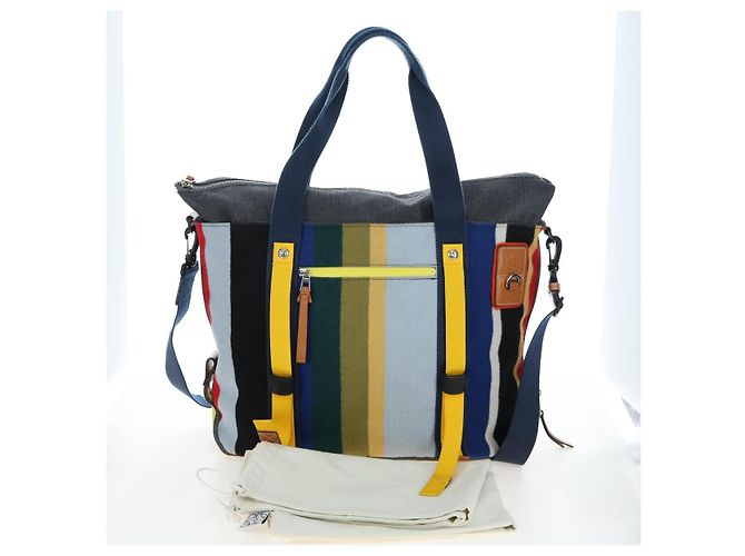 LOEWE Tote Bag Wolle 2way Blau Silber Auth 203705M - Ansicht 12