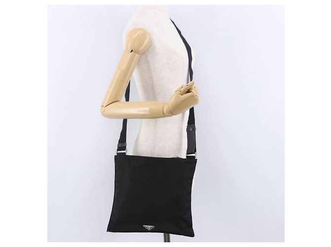 PRADA Shoulder Bag Nylon Black Silver Auth 203431 Silvery - view 30