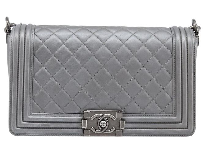Borsa a catena CHANEL Boy Chanel Matelasse Lamb Skin Red Gold CC Auth ka6411M - vista 13