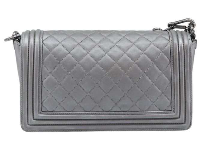 Borsa a catena CHANEL Boy Chanel Matelasse Lamb Skin Red Gold CC Auth ka6411M - vista 2