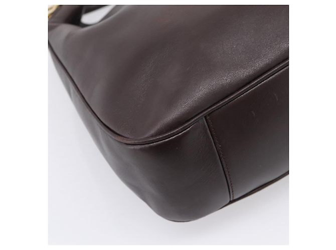 Borsa a tracolla GUCCI Bamboo in pelle 2way marrone scuro oro 001 0166 1577 Auth LN160 - vista 19
