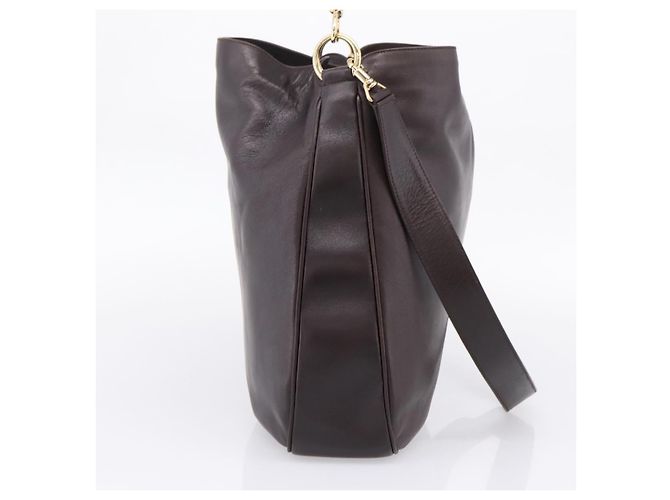 Borsa a tracolla GUCCI Bamboo in pelle 2way marrone scuro oro 001 0166 1577 Auth LN160 - vista 3