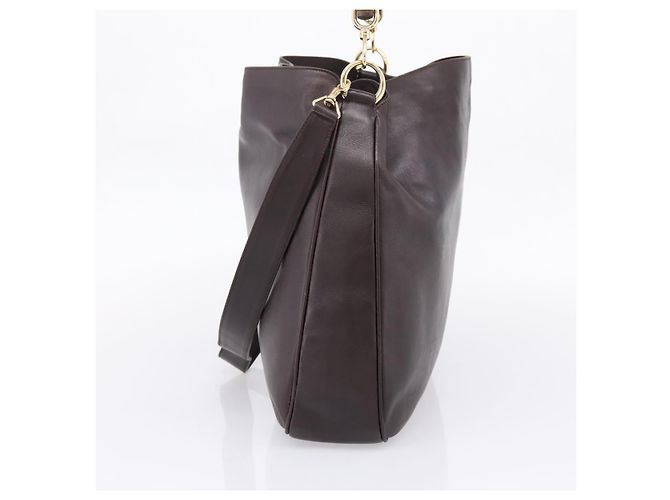 Borsa a tracolla GUCCI Bamboo in pelle 2way marrone scuro oro 001 0166 1577 Auth LN160 - vista 4