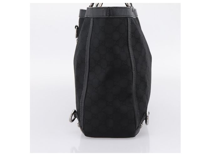Borsa Tote GUCCI GG Canvas Abbey Nero Argento 293580 Auth 204921 - vista 4
