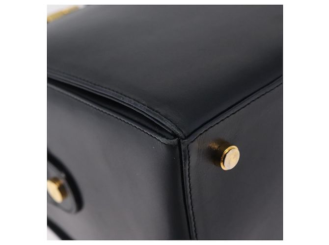 Borsa Salvatore Ferragamo Gancini in pelle blu navy e oro autentica 206360 D'oro - vista 10