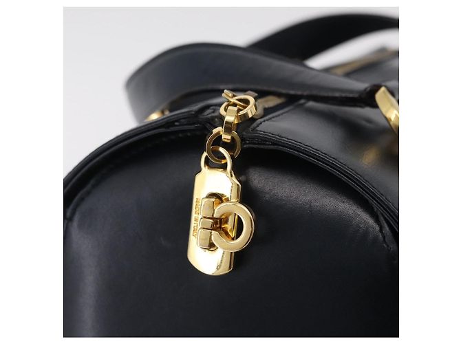 Borsa Salvatore Ferragamo Gancini in pelle blu navy e oro autentica 206360 D'oro - vista 19