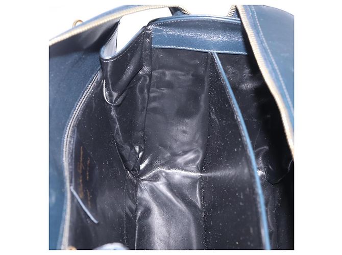 Borsa Salvatore Ferragamo Gancini in pelle blu navy e oro autentica 206360 D'oro - vista 21