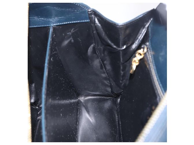 Borsa Salvatore Ferragamo Gancini in pelle blu navy e oro autentica 206360 D'oro - vista 22