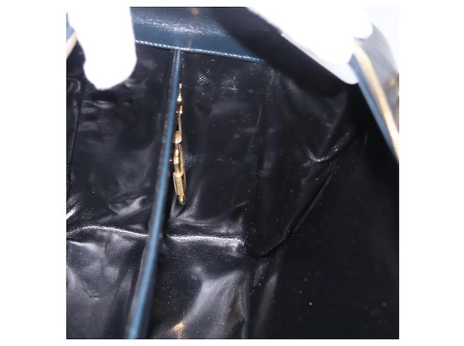 Borsa Salvatore Ferragamo Gancini in pelle blu navy e oro autentica 206360 D'oro - vista 24
